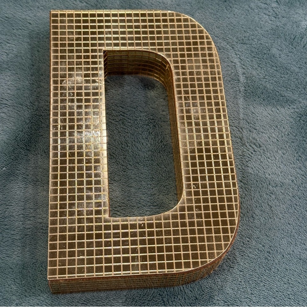 Ashland Large Decorative Letter D Gold Mosaic Style Home Decor 8” Tall
